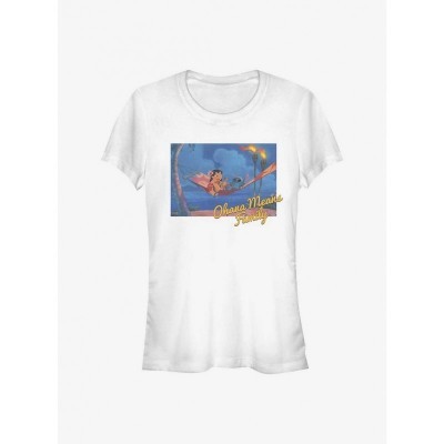 Dsny Lightweight Cotton Lilo Ohana Hammock Tee for Girls - White