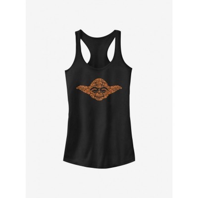 Star Wars Yoda Themed Girls Tank Top - Junior Sizes in Black