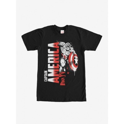 Marvel Captain America Painted Heart T-Shirt - Black
