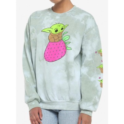 Star Wars Grogu Strawberry Tie-Dye Girls Sweatshirt