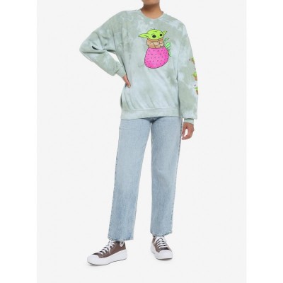 Star Wars Grogu Strawberry Tie-Dye Girls Sweatshirt
